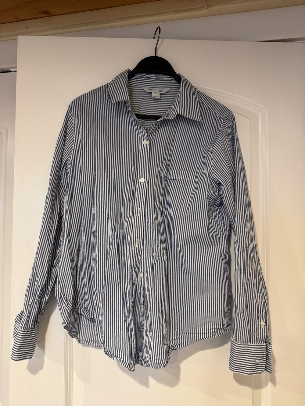 Women’s Blue and White Striped Shirt, “The Classic Shirt” from Old Navy